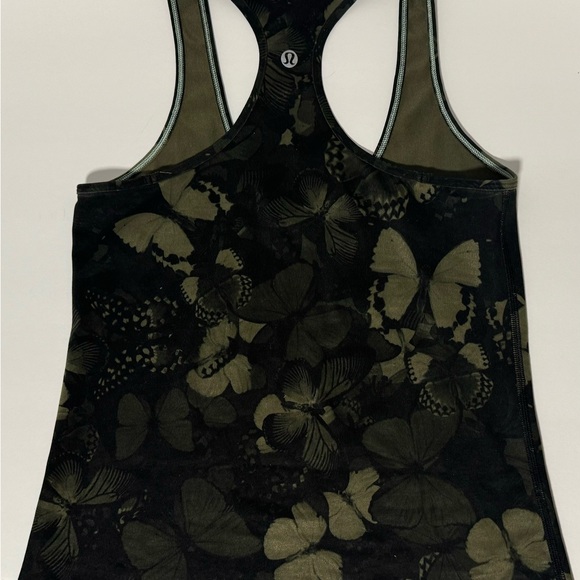 Lululemon Women's Size 0 Tank Sleeveless Green Butterfly Polyester Crew Neck - Picture 2 of 5